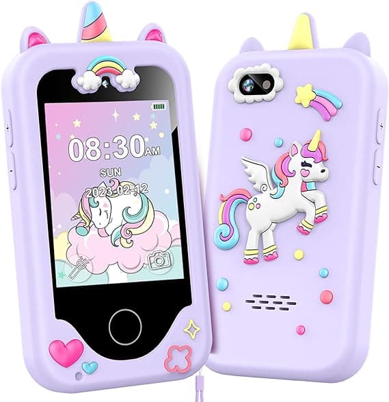 Kids Smart Phone for Girls, Age 3-10 Kids Toys Cell Phone, 2.8" Touchscreen Toddler Learning Play Toy Phone with Dual Camera, Game, Music Player, 8G SD Card