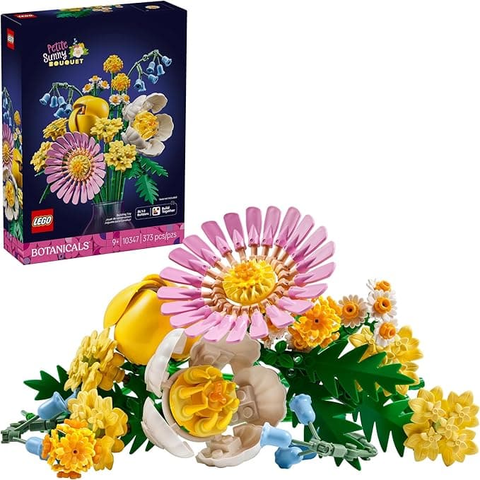 LEGO Botanicals Petite Sunny Bouquet Flower Set - Building Toy for Kids 9+ - DIY Floral Arrangement - Room Decor - Gift for Mother's Day - Faux Bluebells, Tulip, Daisy, and More - 10347