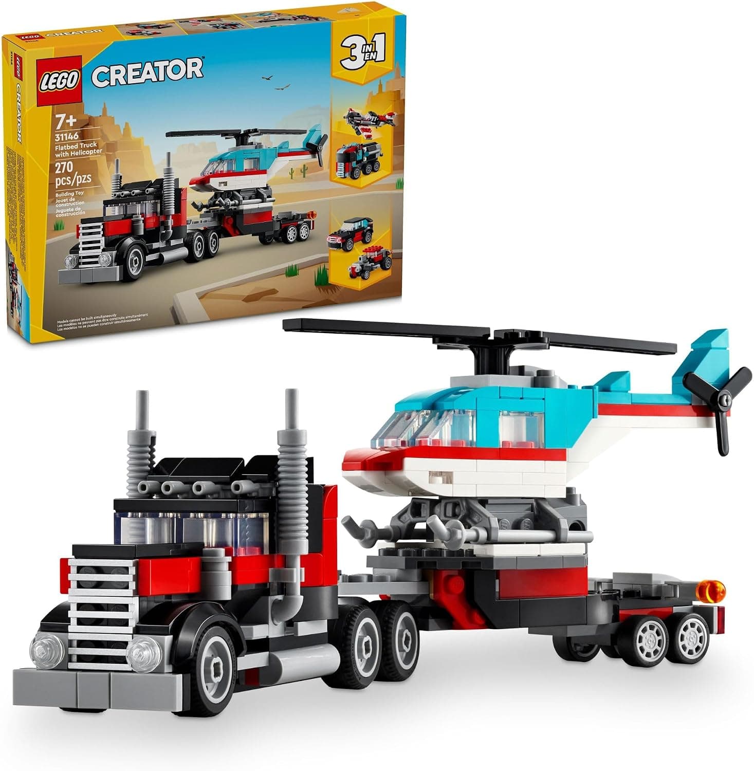 LEGO Creator 3-in-1 Flatbed Truck with Helicopter 31146