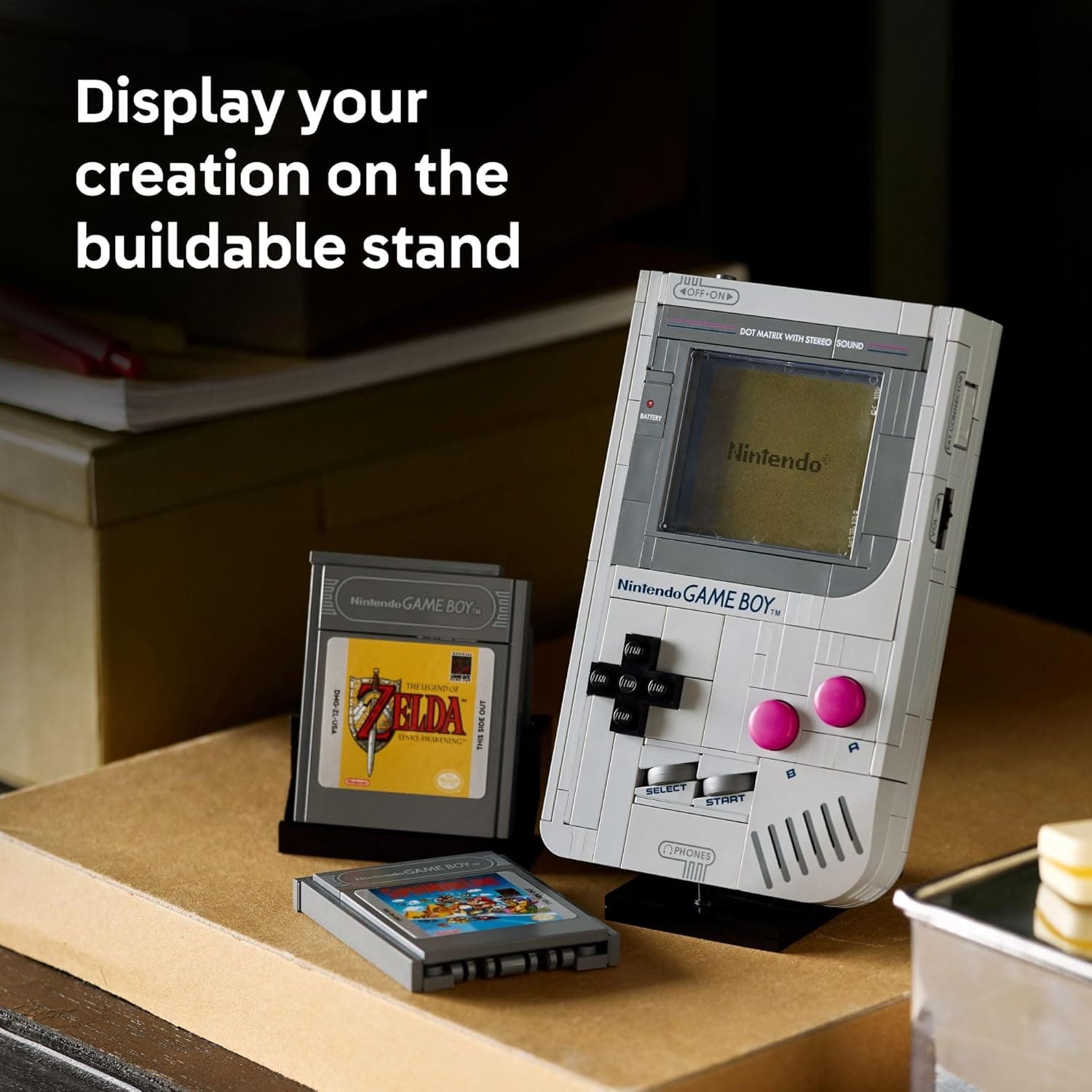 LEGO Super Mario Game Boy - Retro Building Sets for Adults, Ages 18+ - Gifts for Valentines Day for Him - Collectible Model with Game Paks and Display Stand - 72046