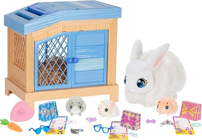 Little Live Pets Mama Surprise - Bunny | Feed & Nurture Mama. Magically Has 3 Babies! Interactive Mama Bunny & Hutch Playset. 20+ Sounds & Reactions. for Kids Ages 4+