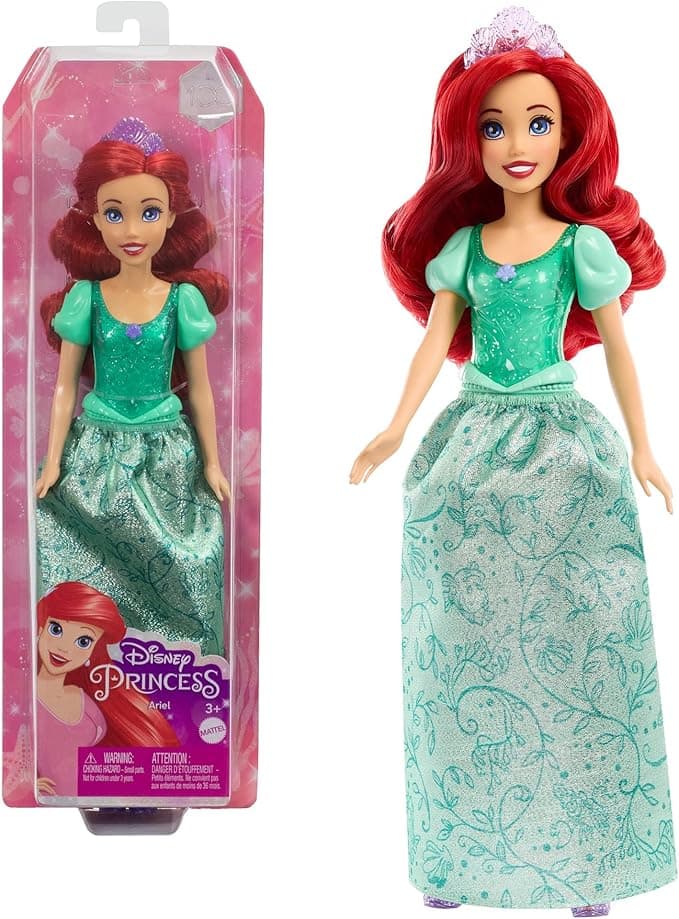 Mattel Disney Princess Toys, Ariel Fashion Doll, Sparkling Look with Red Hair, Blue Eyes & Tiara Accessory, Inspired by The Little Mermaid Movie
