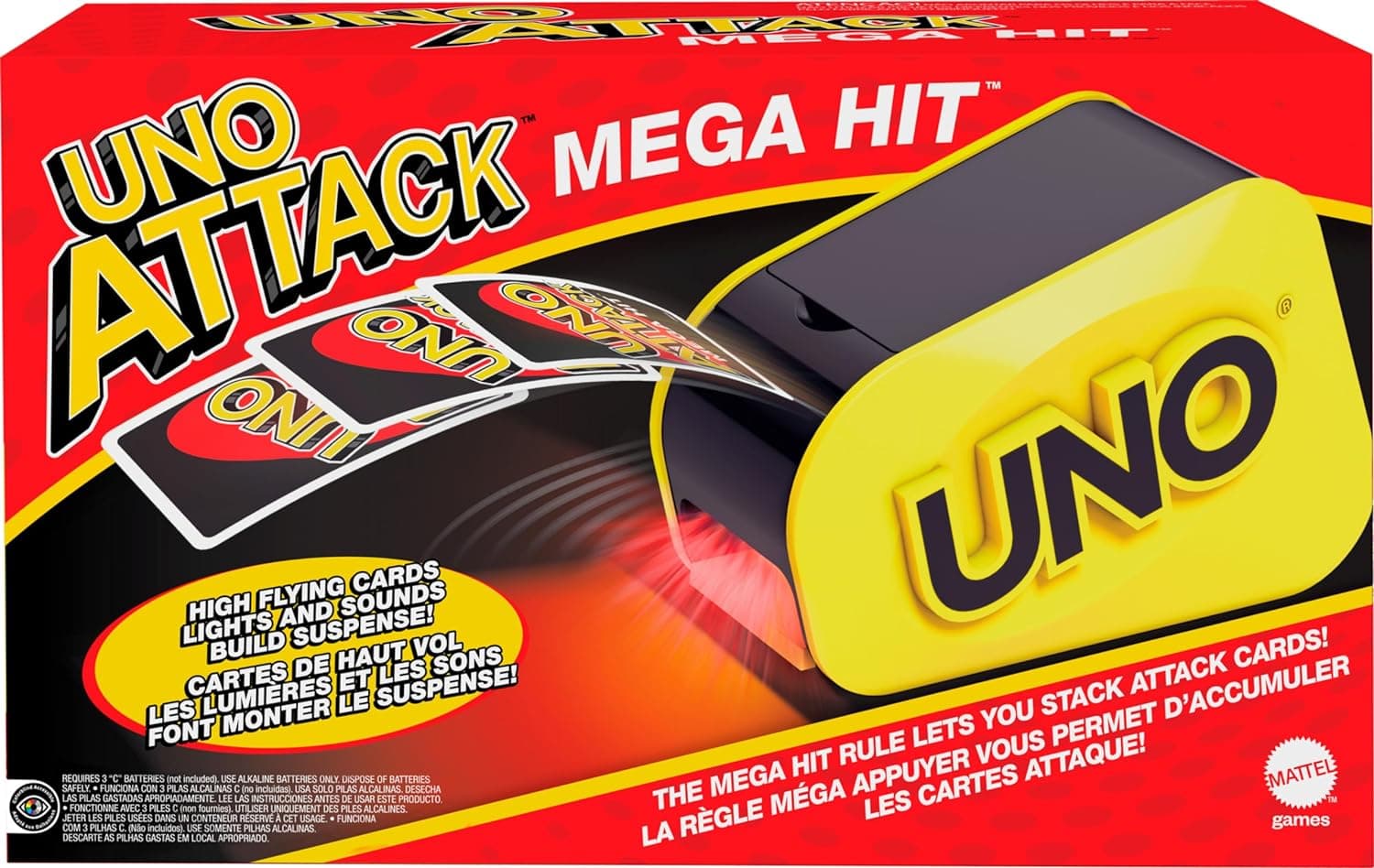 Mattel Games UNO Attack Game with Card Launcher Featuring Lights & Sounds, Plus Mega Hit Rule