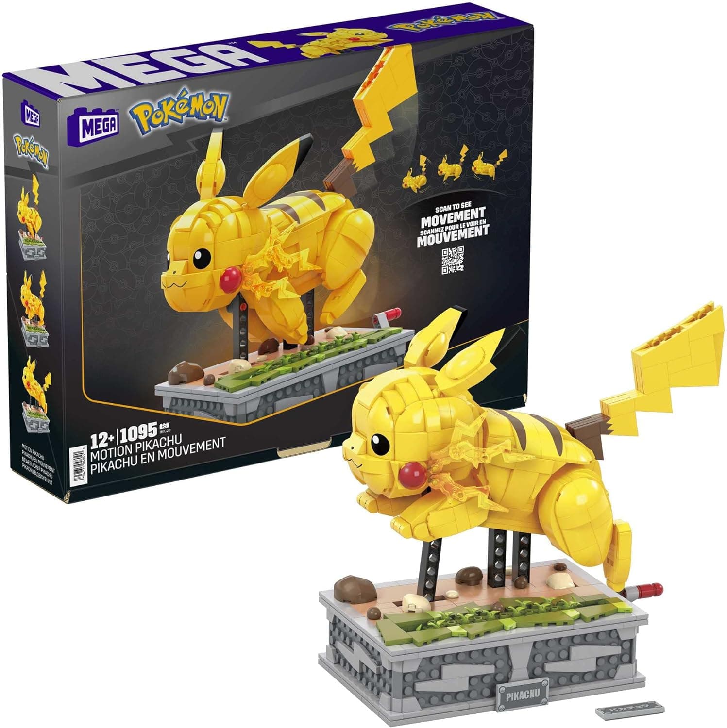 MEGA Pokémon Building Toys Set Motion Pikachu with 1092 Pieces and Running Movement, for Adult Collectors