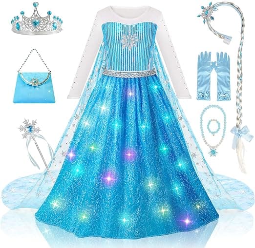 Meland Princess Dresses for Girls - Princess Costume with Long Cape for Girls Age 3-8 Year Old for Birthday Halloween Party