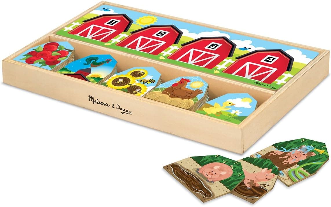 Melissa & Doug Farm Sequencing Storytelling Puzzle Set With Wooden Storage Tray (42 pcs)