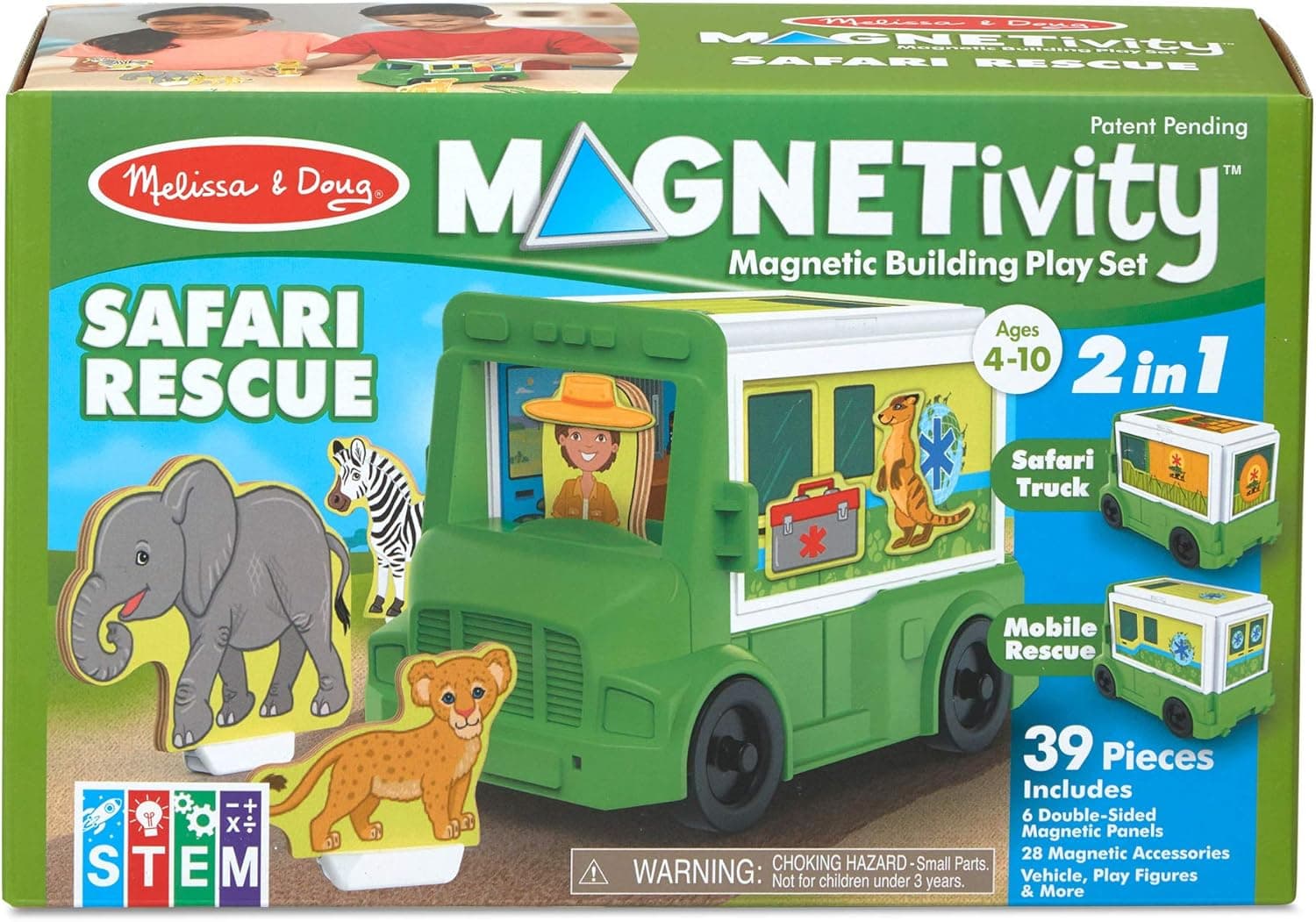 Melissa & Doug Magnetivity Magnetic Tiles Building Play Set – Safari Rescue