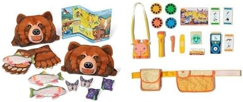 Melissa & Doug National Parks Bundle - Yellowstone Grizzly Bear Play Set with Bear Heads & Paw Gloves + Grand Canyon Hiking Gear Set with Photo Viewer for Ages 3+