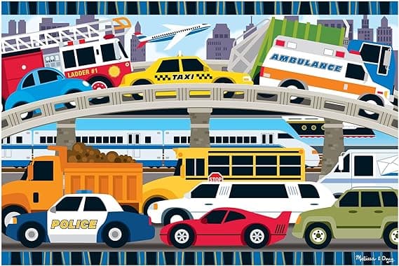 Melissa & Doug Traffic Jam Jumbo Jigsaw Floor Puzzle (24 pcs, 2 x 3 feet long) - FSC Certified