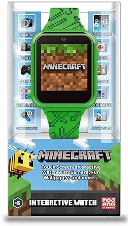 Microsoft Minecraft Green Educational Learning Touchscreen Smart Watch Toy for Boys, Girls, Toddlers - Selfie Cam, Learning Games, Alarm, Calculator, Step Tracker & more! (Model: MIN4045AZ)