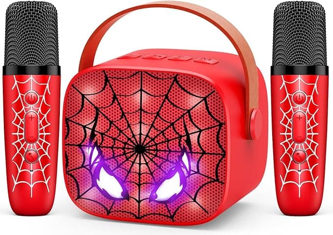 Mini Karaoke Machine Toys Gifts: Kids Toys Easter Birthday Gifts for 4 5 6 7 8 9 Years Old Girl Boy LED Portable Bluetooth Speaker with 2 Wireless Microphone Girl Boy Kid Adult Gift Age 3-12+