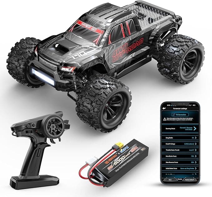 MJX Hyper GO 10208 V2 1/10 RC Trucks 4X4, Brushless RC Cars for Adults Fast 50mph, RTR Hobby 3S Electric Powered High Speed RC Car, PC Clipless Body Mounts, RC Truck Compatible with 4S Lipo