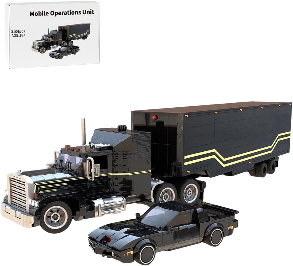 Mobile Operations Unit Building Blocks Set, Retro Design Blocks Model with Trailer & Semi-Trailer Truck, Stunning Display & Decor Model, Gift for Displays & Adult Enthusiasts (3106PCS)