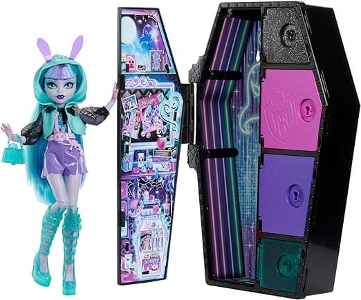 Monster High Doll and Fashion Set, Twyla Doll, Skulltimate Secrets: Neon Frights, Dress-Up Locker with 19+ Surprises​
