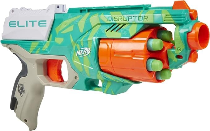 NERF Elite Disruptor Dynamic Green Dart Blaster, Rotating Drum, Slam Fire, Outdoor Toys, Easter Gifts for Kids, Ages 8+