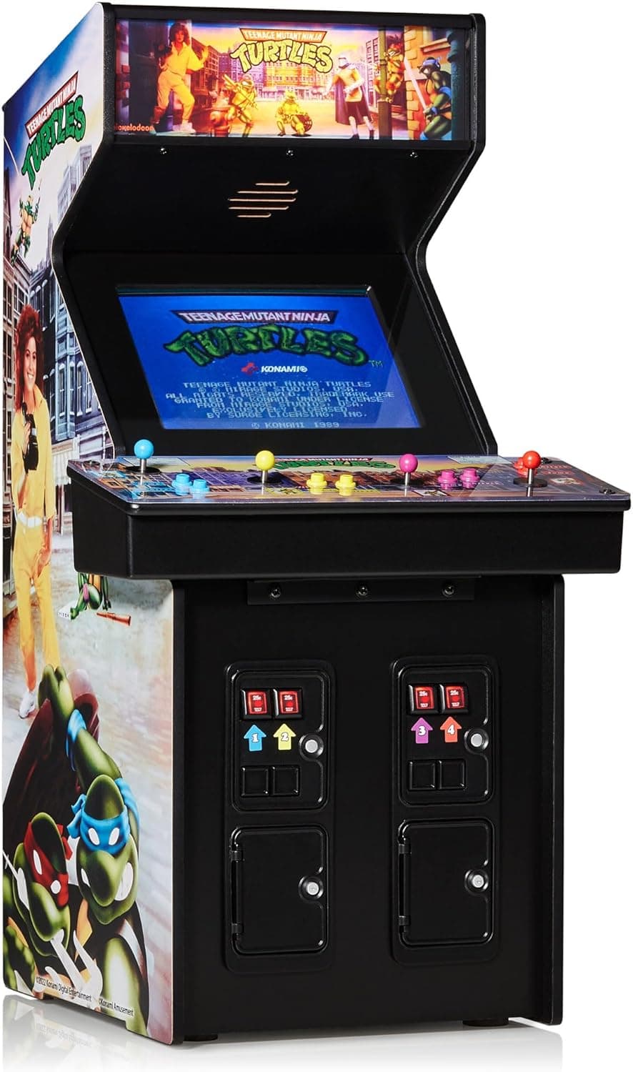 Numskull Quarter Arcades Teenage Mutant Ninja Turtles Collector's Edition Mini Arcade - 1/4 Scale Authentic Wooden Replica, Original ROM, Rechargeable Battery & 3W Speakers for Retro Enthusiasts