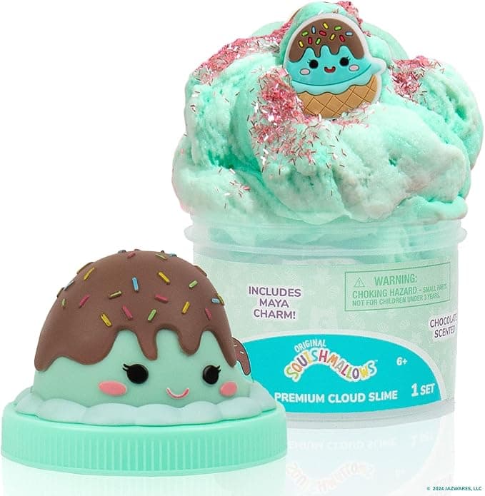 Original Squishmallow Maya The Ice Cream Premium Cloud Slime, Chocolate-Scented, Party Favors for Kids 8-12, Girl Toys 8-10 Years Old, Slime Kit for Girls Ages 8-12, Slime for Kids