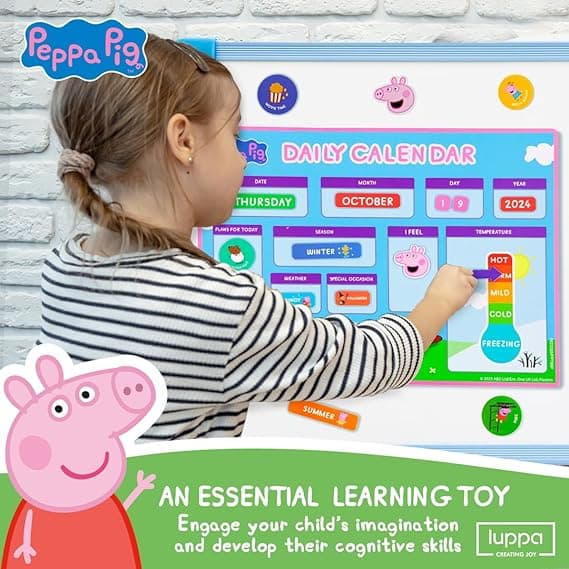 Peppa Pig My First Magnetic Calendar for Kids - Engaging Learning, Reusable Schedule, and Fun Chore Chart - Colorful Daily Routine! Perfect for Wall or Fridge, Preschool Learning, and Classroom Fun!