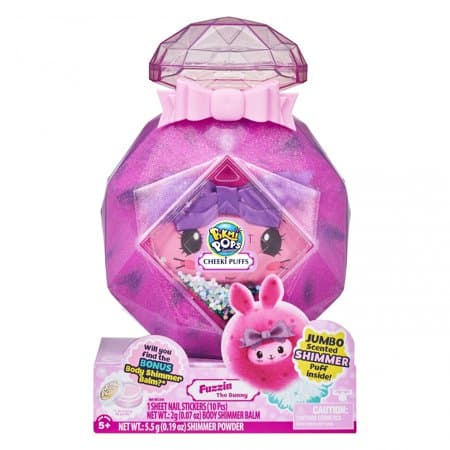 Pikmi Pops Cheeki Puffs - Fuzzin the Bunny - 1pc Large 7" Collectible Scented Shimmer Plush Toy in Perfume with Surprises