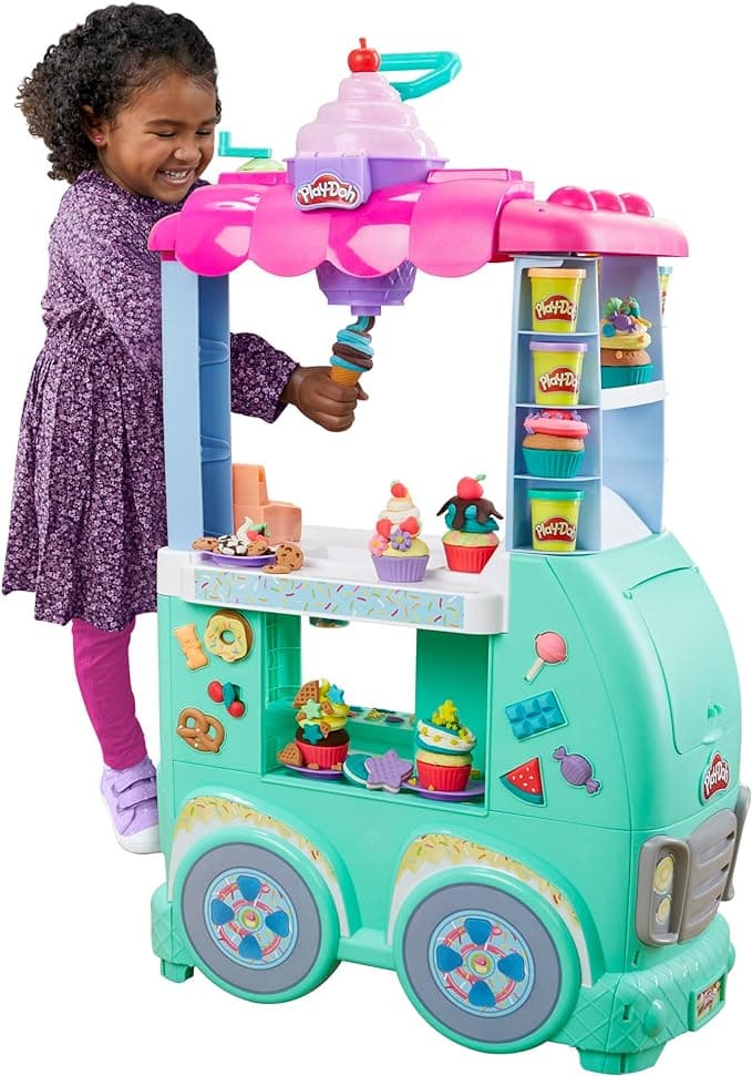 Play-Doh Kitchen Creations Sweet Snacks Food Truck Toy Playset for Kids, 12 Modeling Compound Cans, for 3 Year Old Girls & Boys & Up