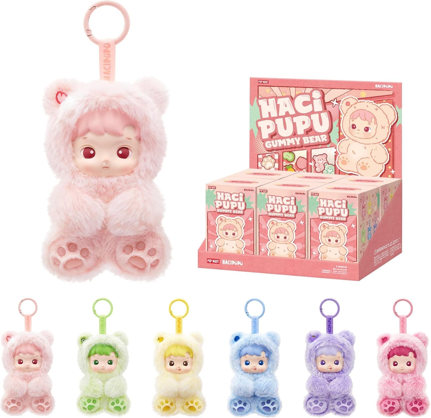 POP MART HACIPUPU Gummy Bear Series-Vinyl Plush Pendant Blind Box, Random Design Action Figures Collectible Toys Decorations, Holiday Birthday Gifts for Girls and Boys, Whole Set