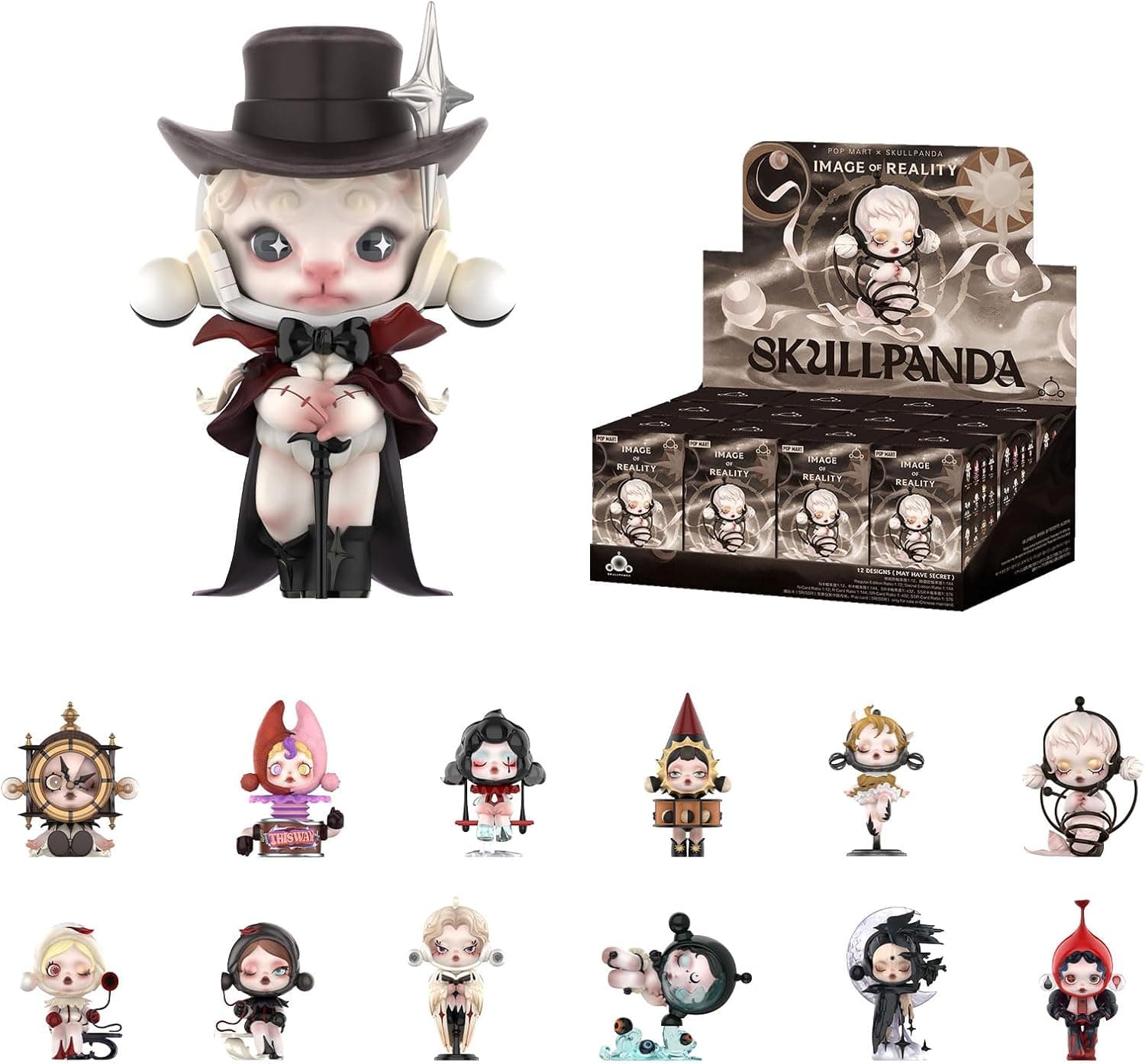 POP MART SKULLPANDA Image of Reality Series Figures, 12PCs SKULLPANDA Blind Box Figures, Random Design Action Figures Collectible Toys Home Decorations, Holiday Birthday Gifts, Whole Set