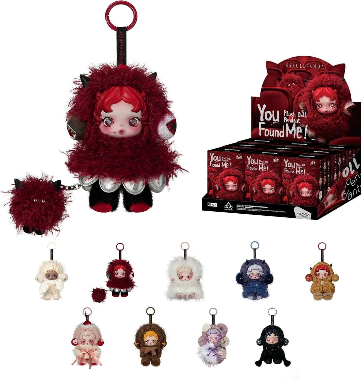 POP MART SKULLPANDA You Found Me! Series Plush Doll Pendant Blind Box Figures, Collectible Toys, Holiday Birthday Gifts for Girlfriend Daughter Girls and Boys, Whole Set