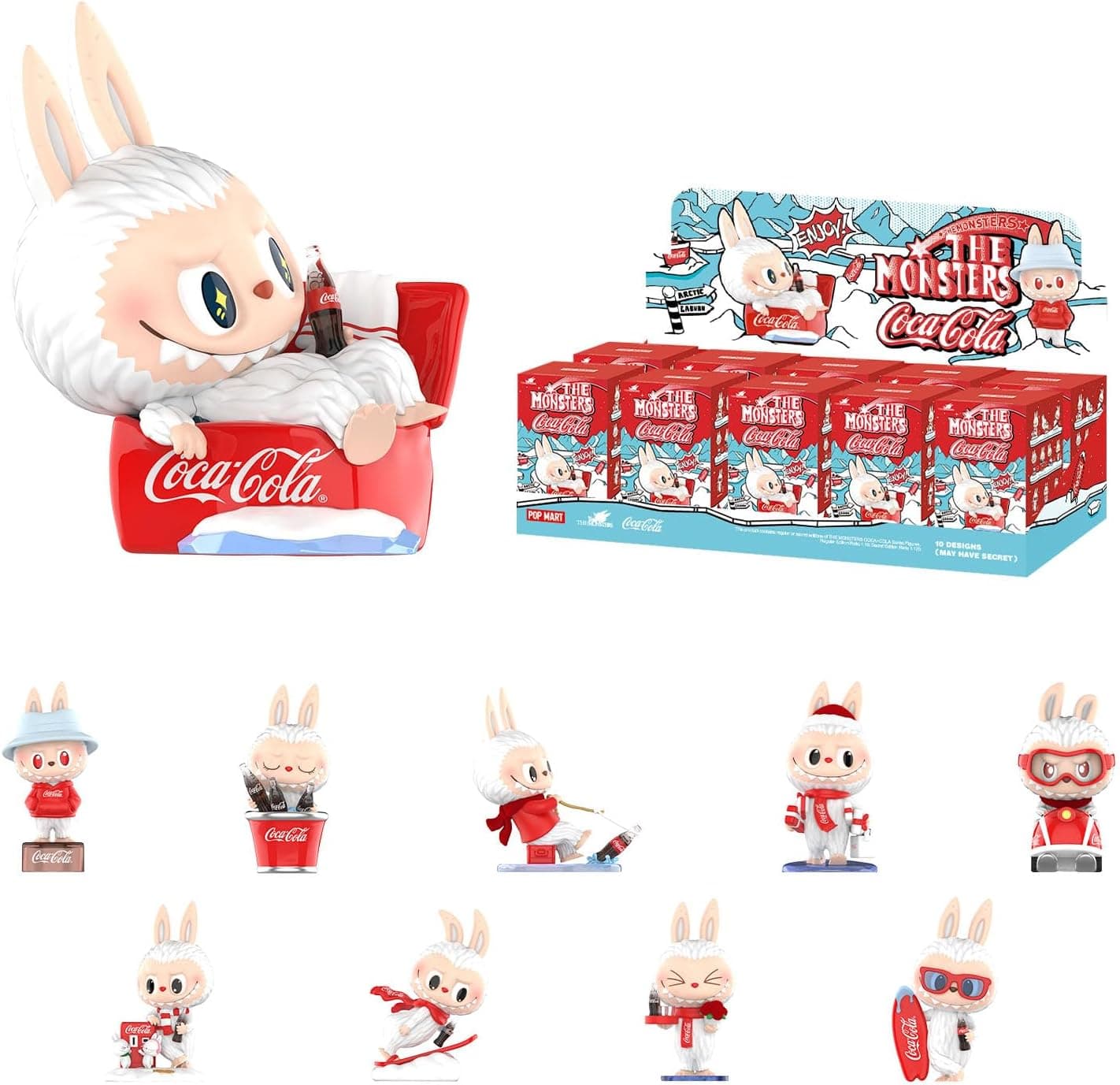 POP MART The Monsters Coca-Cola Series, 10PCs Blind Box Figures, Random Design Action Figures Collectible Toys Home Decorations, Holiday Birthday Gifts, Whole Set