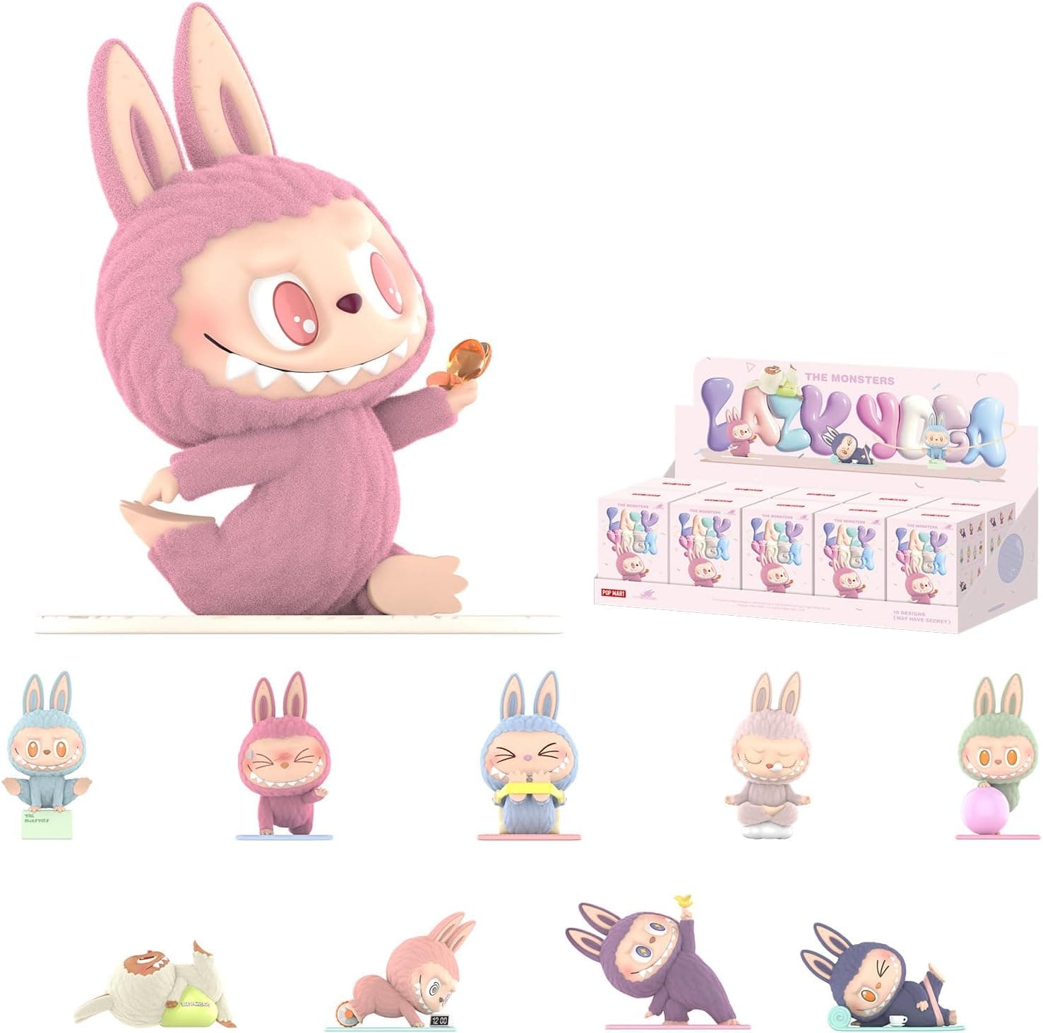 POP MART The Monsters Lazy Yoga Series Figures, 10PCs The Monsters Blind Box Figures, Random Design Action Figures Collectible Toys Home Decorations, Holiday Birthday Gifts, Whole Set
