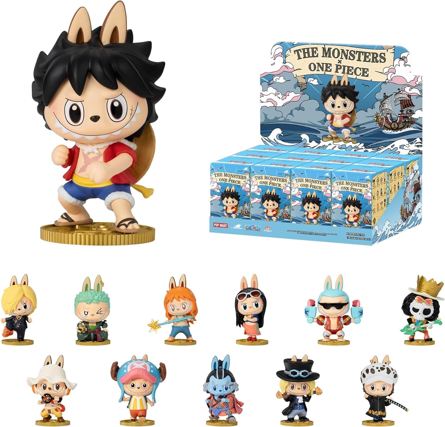 POP MART The Monsters × One Piece Series Figures 12PCs Blind Box Figures, Random Design Action Figures Collectible Toys Home Decorations, Holiday Birthday Gifts for Girls and Boys, Whole Set