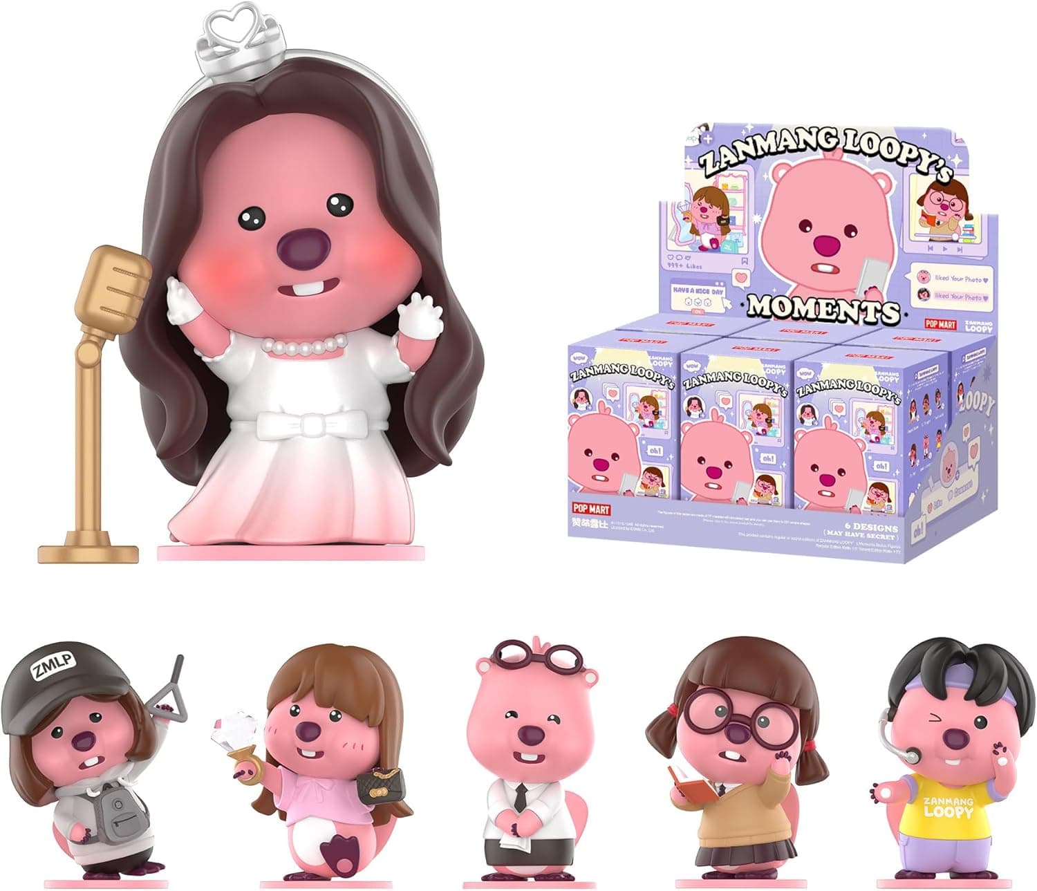 POP MART ZANMANGLOOPY's Moments Series Figures, 6 PCs Blind Box Figures, Random Design Action Figures Collectible Toys Home Decorations, Holiday Birthday Gifts, Whole Set