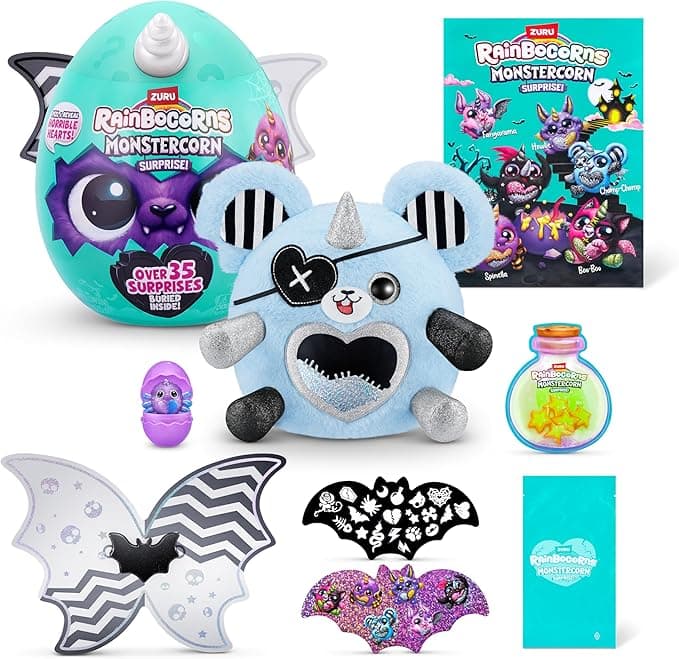 Rainbocorns Monstercorn Surprise Vampire Rat - Surprise Unboxing Soft Toy, Fantasy Monster Gifts for Girls, Imaginary Play with Wearable Accessories