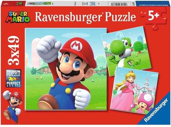 Ravensburger - Super Mario Puzzle, Gift Idea for Children 5+ Years, Educational and Stimulating Game, 3 Puzzles of 49 Pieces