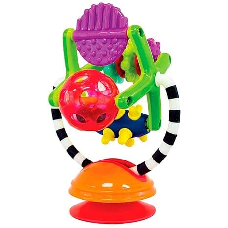 Sassy Teethe & Twirl Sensation Station 2-in-1 Suction Cup High Chair Toy, Developmental Tray Toy for Early Learning, Ages 6+ Months