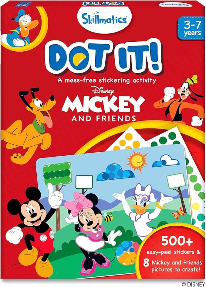 Skillmatics Dot It Sticker Art Activity - Disney Mickey and Friends, Mess-Free Fun for Kids, 500+ Stickers, Craft Kits, DIY Activity, Travel Toys, Gifts for Boys & Girls Ages 3, 4, 5, 6, 7