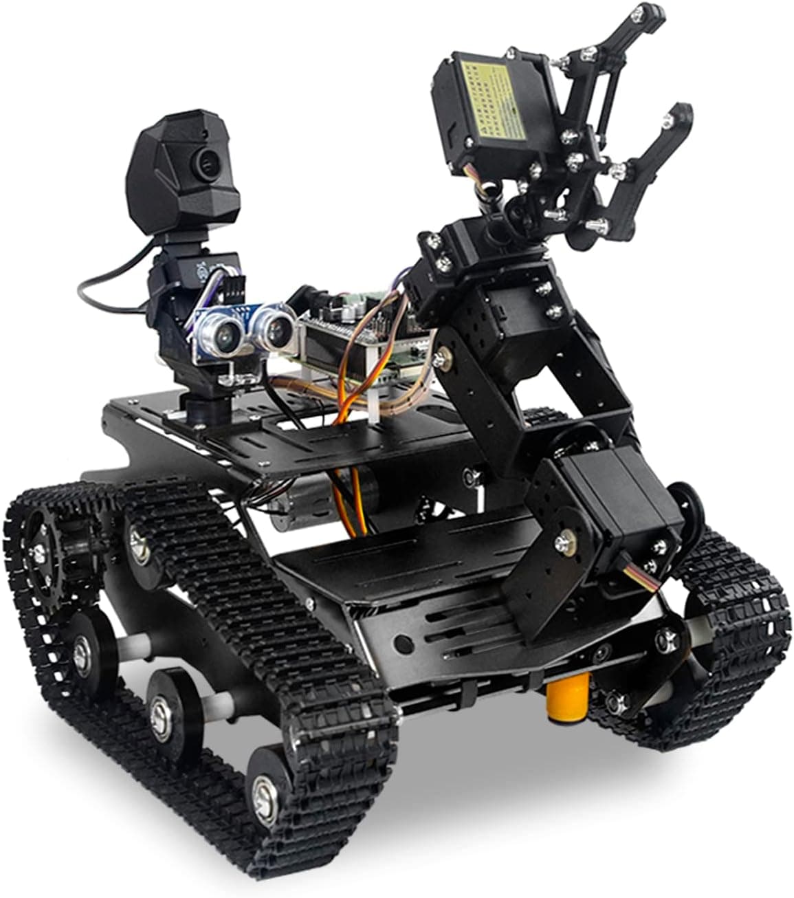 Smart WiFi Robot Kit for Raspberry Pi 5 4B 3B, 4DOF Robotic Arm Track Tank Chassis Robot Car with HD Camera Ultrasonic Infrared Sensor Programming Project for 14+(without Raspberry Pi)