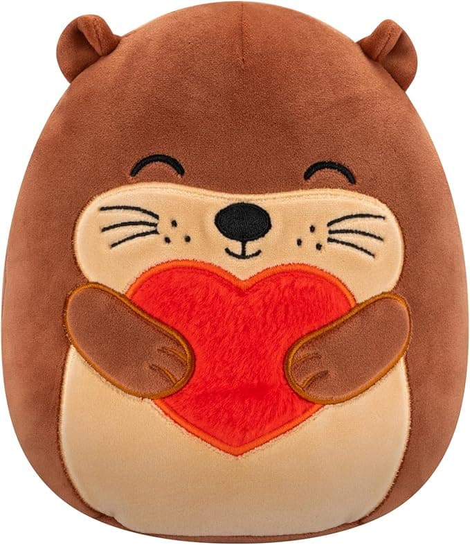 Squishmallows Original 5in Joanne The Brown Otter Holding Heart – Official Jazwares Valentine Plush (Little)