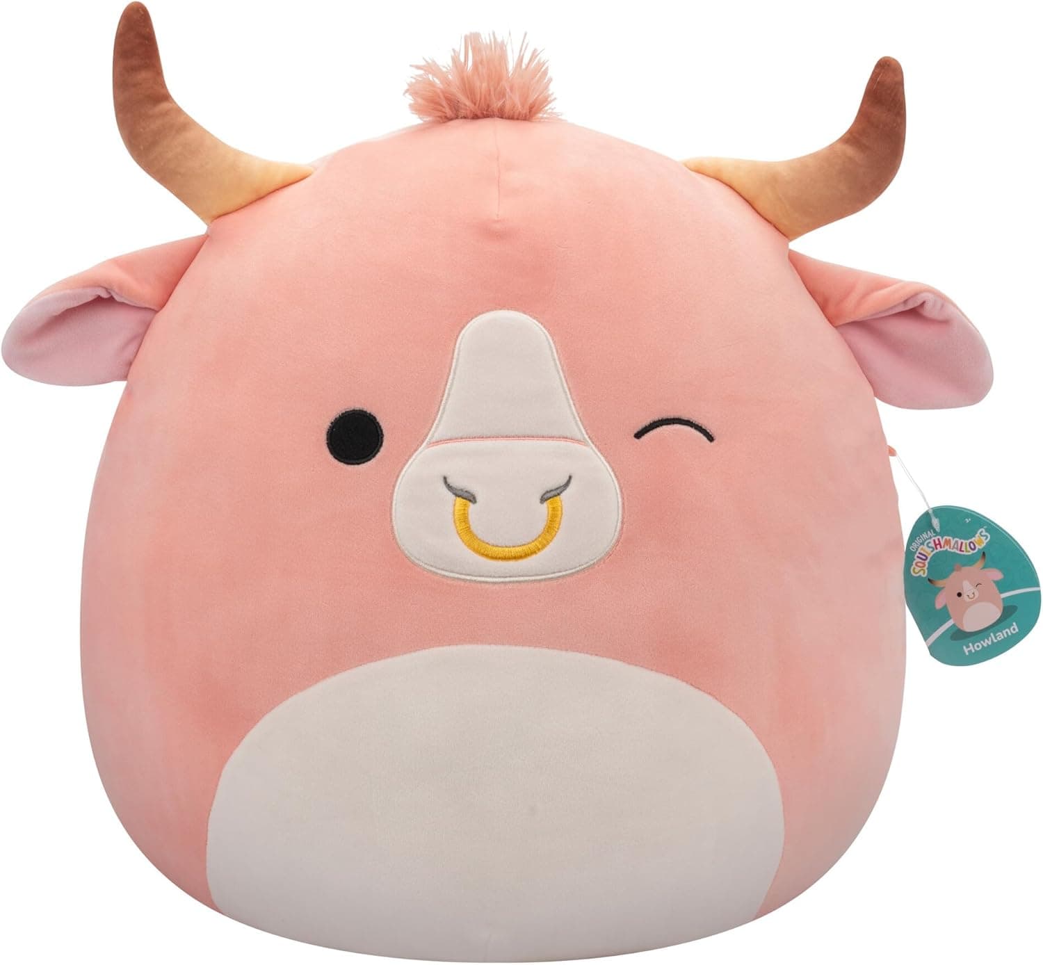 Squishmallows SQCR05472 16-Inch-Howland The Peach Brahma Bull, Multicolour