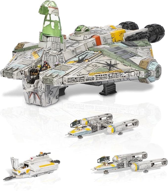 STAR WARS™ Micro Galaxy Squadron Ghost (Secret Mission) - 15-Inch Vehicle with Three Additional Vehicles Plus Ten Micro Figures Accessories