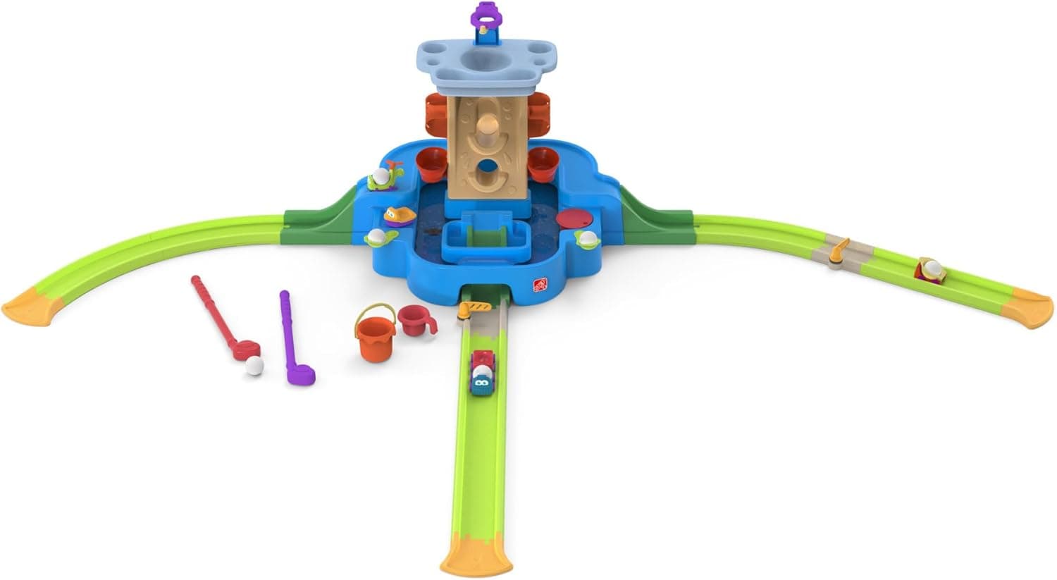 Step2 Putt & Splash Adventure Center, Kids Water Tower, Mini Golf Playset, 33 Accessories, Clubs, Golf Balls, Ages 1.5+ Years