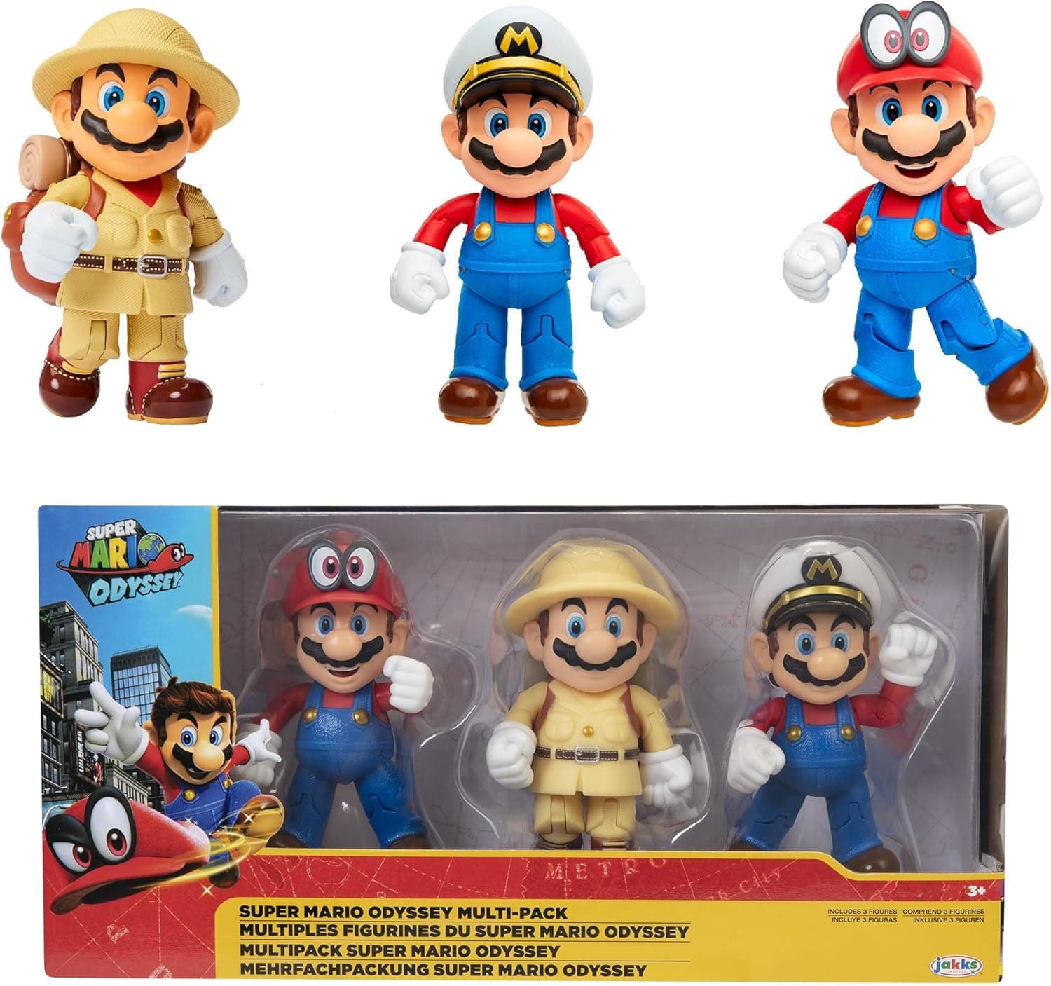 SUPER MARIO Nintendo Odyssey Action Figures Multi-Pack Poseable Articulated 4-Inch Collectible Toys Perfect for Kids & Collectors Alike! for Kids Ages 3+