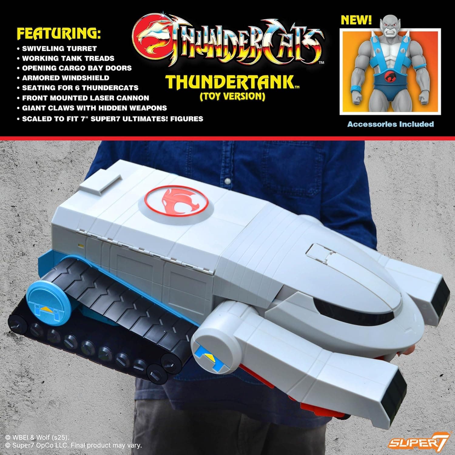 Super7 Thundercats ULTIMATES! Thundertank with Panthro (Toy) - 27" Thundercats Action Figure Vehicle Classic Cartoon Collectibles & Retro Toys - Vintage Design - Limited Edition