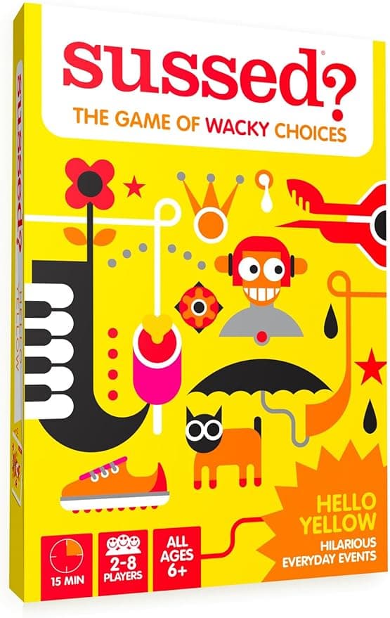 SUSSED The Wacky ‘What Would You Do?’ Social Card Game - Fun & Easy for Kids - Easter Basket Stuffer, Family Travel Game, Road Trip Activity - Ages 6 & Up - Yellow Pack