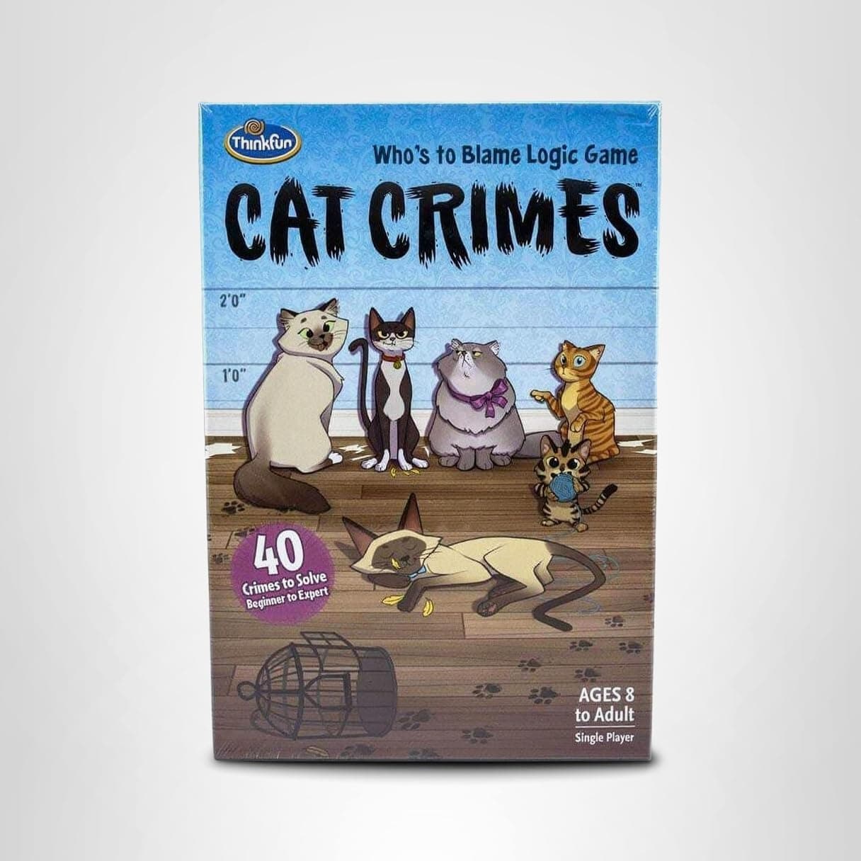 Think Fun Cat Crimes Brain Game and Brainteaser for Boys and Girls Age 8 and Up - A Smart Game with a Fun Theme and Hilarious Artwork, (1550)