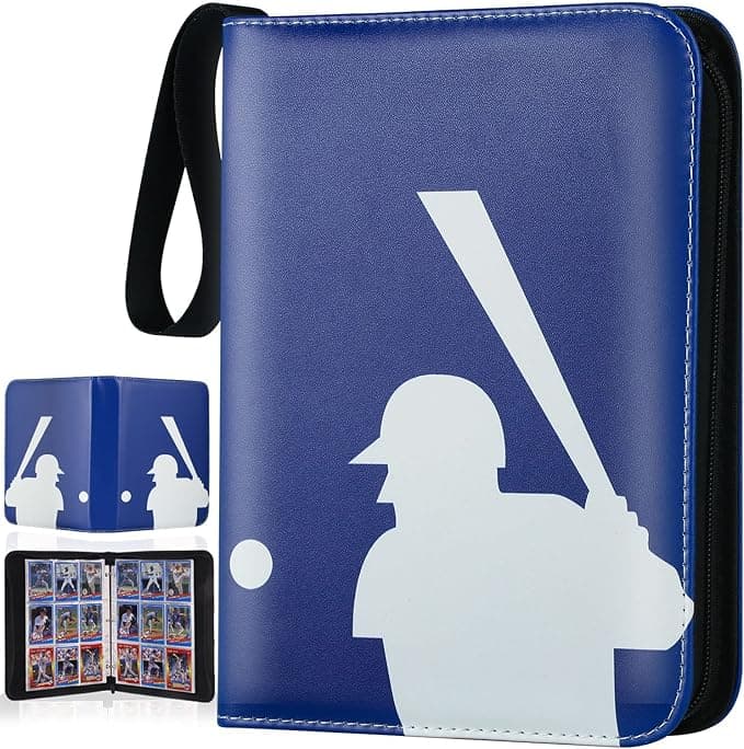 Trading Card Binder with Sleeves, Sports Card Binder Collectible Trading Card Albums Fits Cards with 50 Removable Sleeves (Blue, 900 Pockets)