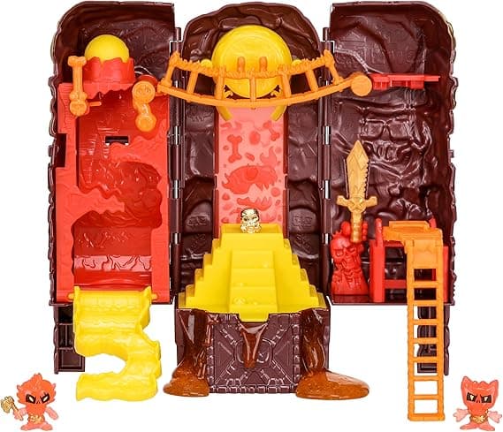 Treasure X Lost Lands Skull Island Lava Tower Micro Playset, 15 Levels of Adventure. Survive The Traps and Discover 2 Micro Sized Action Figures. Will You Find Real Gold Dipped Treasure?