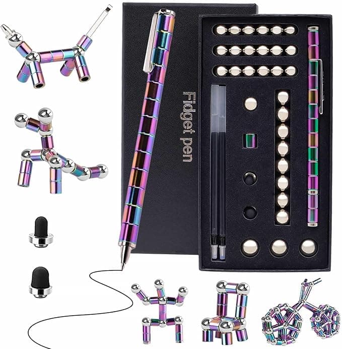 Upgrade Fidget Pen-Magnetic Pen-Fidget Toys for Boys Girls Age 8-12-Gifts for Teenage Girls Boys-Toy Pen Decompression Magnetic Metal Pen-Multifunctional Deformable Magnet Pen-Fidget Toy for Adults