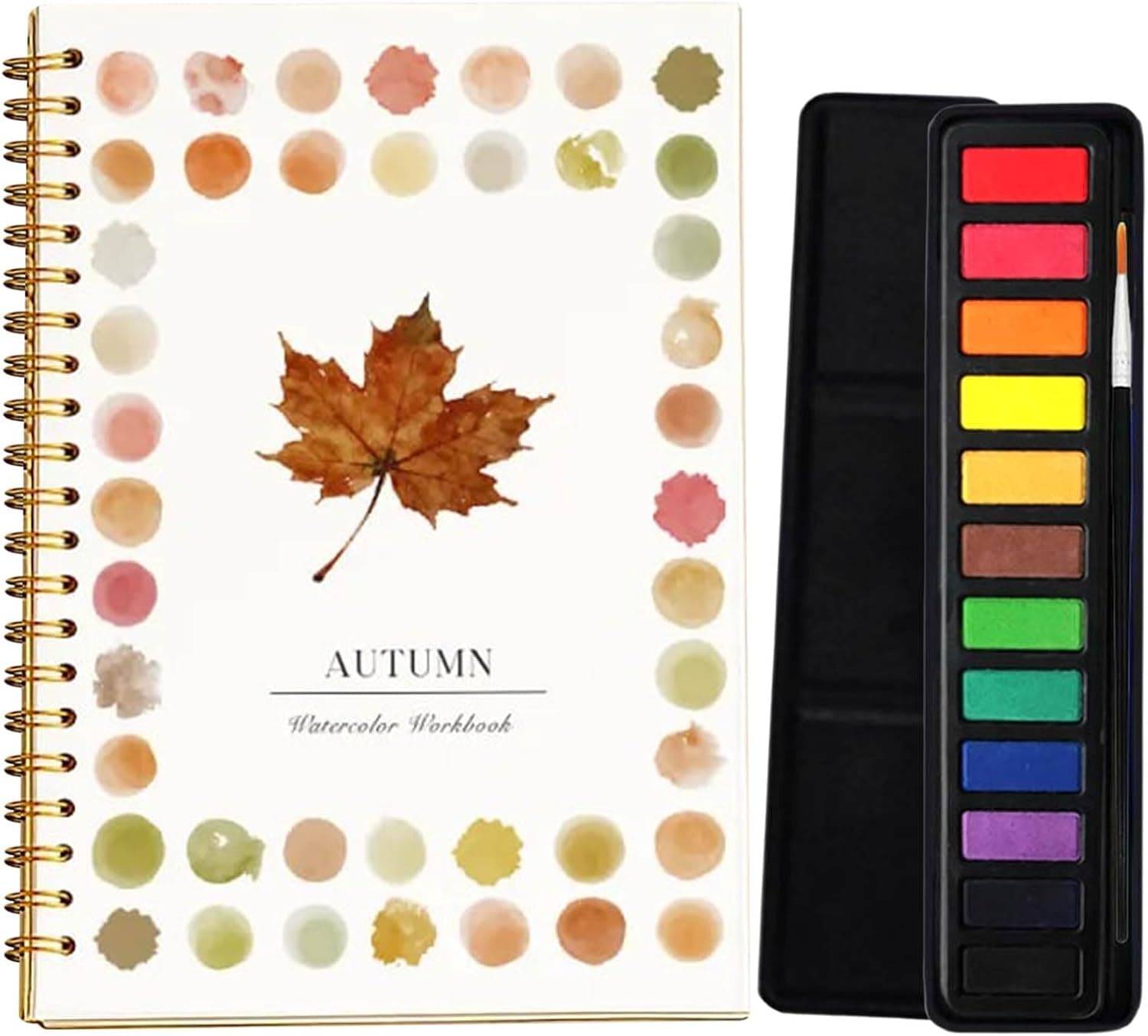 Watercolor Workbooks, Beginner-Friendly Watercolor Workbook for Adults, Water Color Workbook Easy Nature Scenes Paint Set, Easy Nature Scenes Paint Set, Gift for Adults Teens (Autumn with Paint)