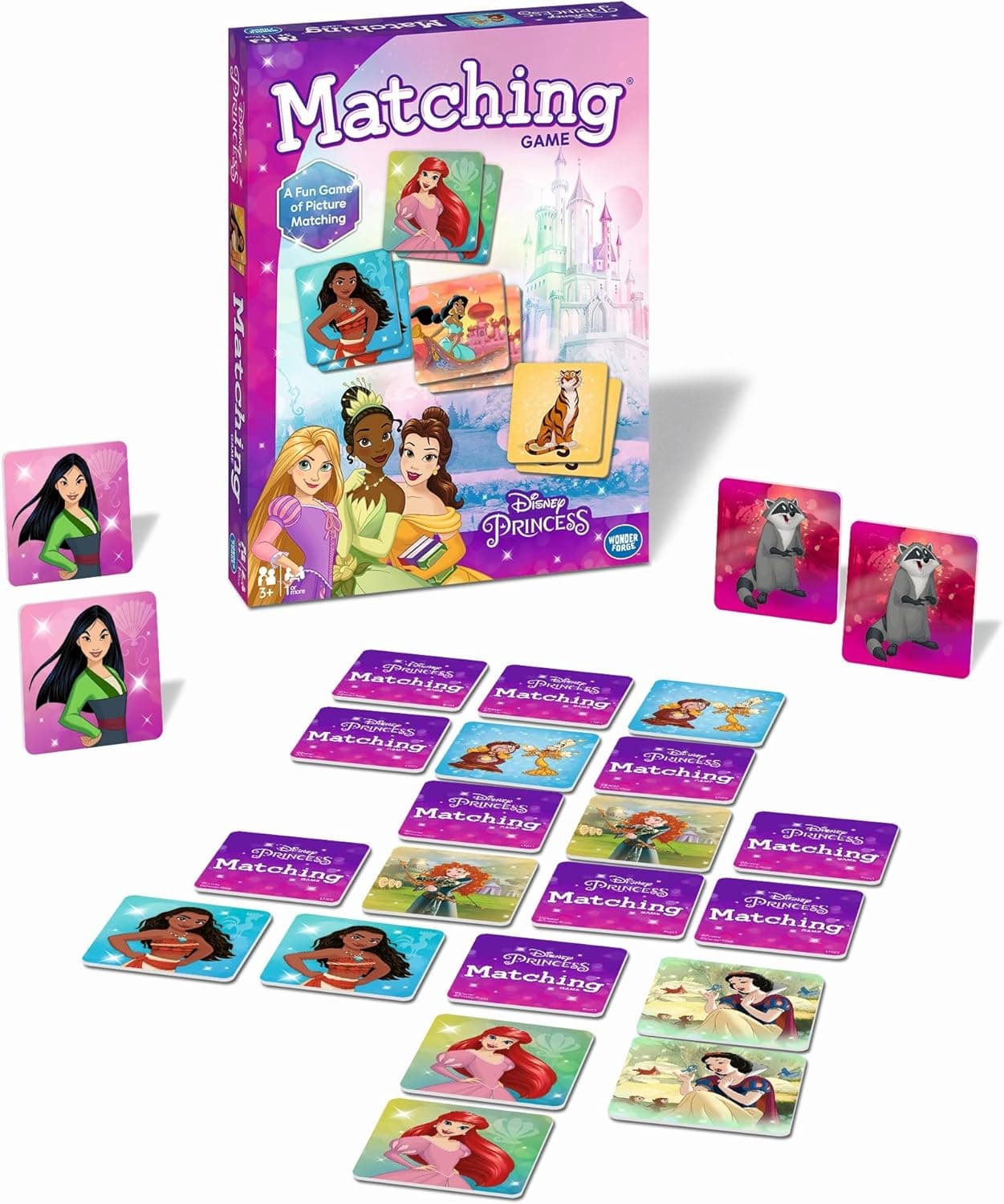 Wonder Forge Disney Princess Matching Game β Fun Memory Game for Kids Ages 3 and Up β Toddler Learning Toy Featuring Belle, Ariel, and Elsa and more Disney Princesses - Packaging May Vary