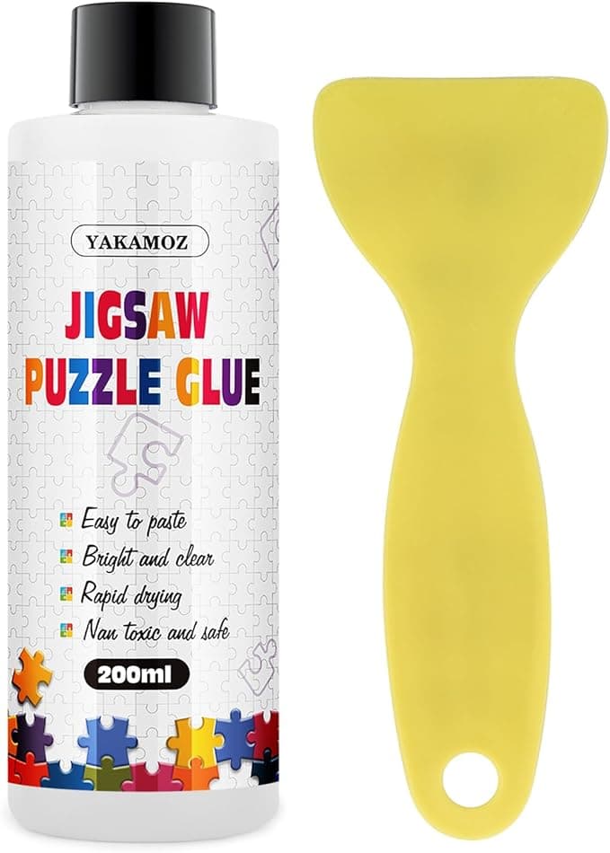 YAKAMOZ Updated Jigsaw Puzzle Glue with Applicator for Adults Clear Water-Soluble Special Craft Puzzle Glue, Non-Toxic and Quick Dry for 3000/4500/5000 Pieces of Puzzle,200ML